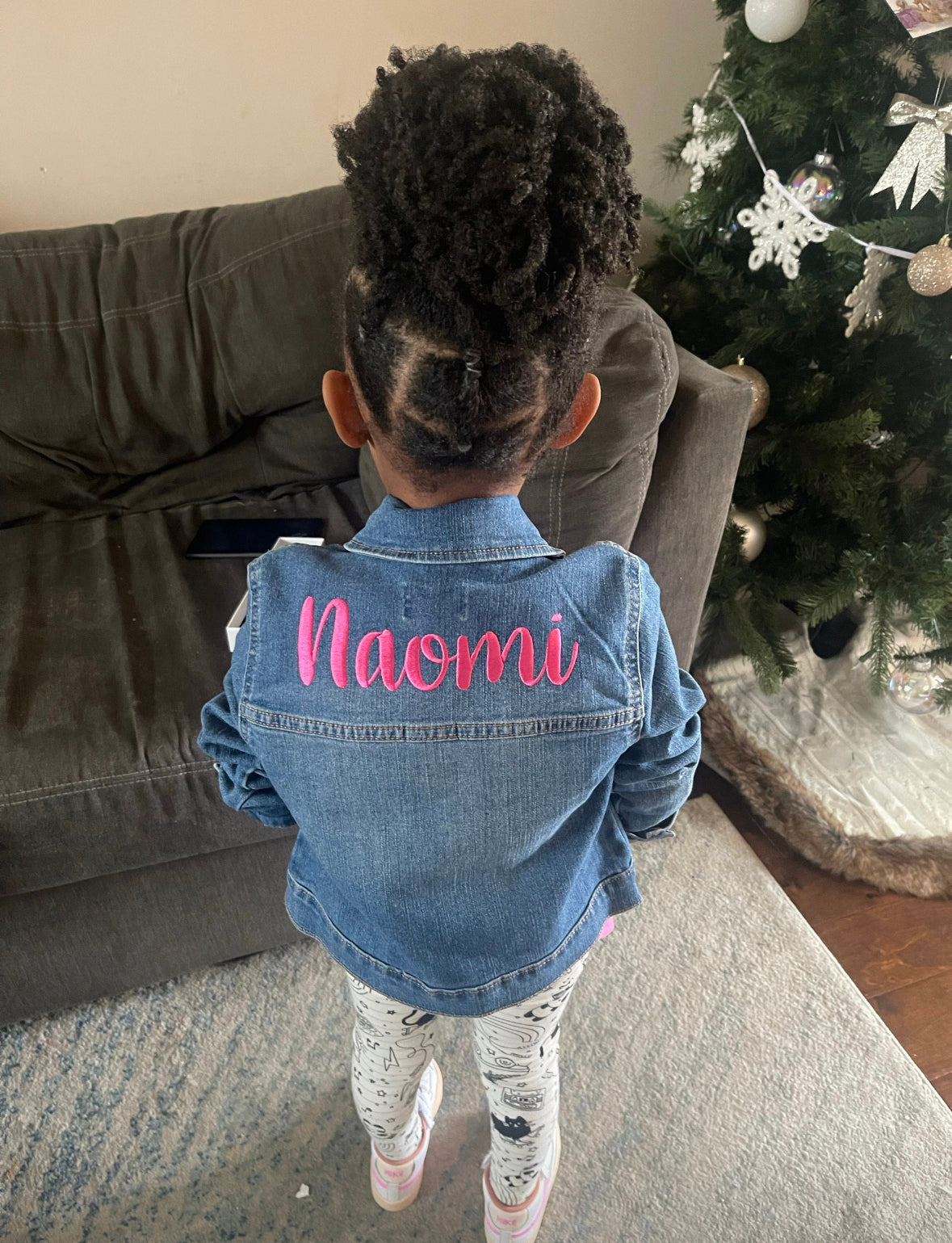 Name Custom Embroidered Jean Jacket for Girls Rainbow Outer Wear