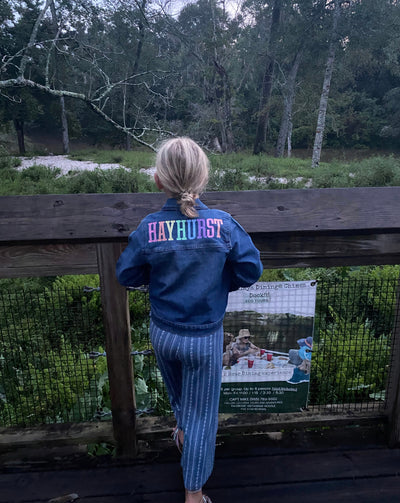 Name Custom Embroidered Jean Jacket for Girls Rainbow Outer Wear