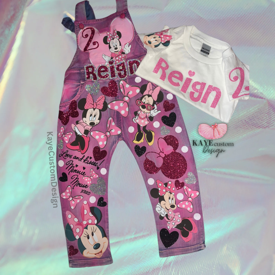 Minnie Mouse custom deals overalls birthday ou