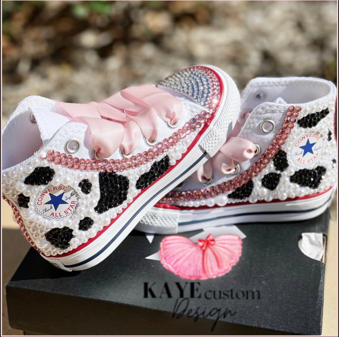 Cow Shoes Pink Bling Rhinestone Shoes Baby Toddler Cow Converse Custom