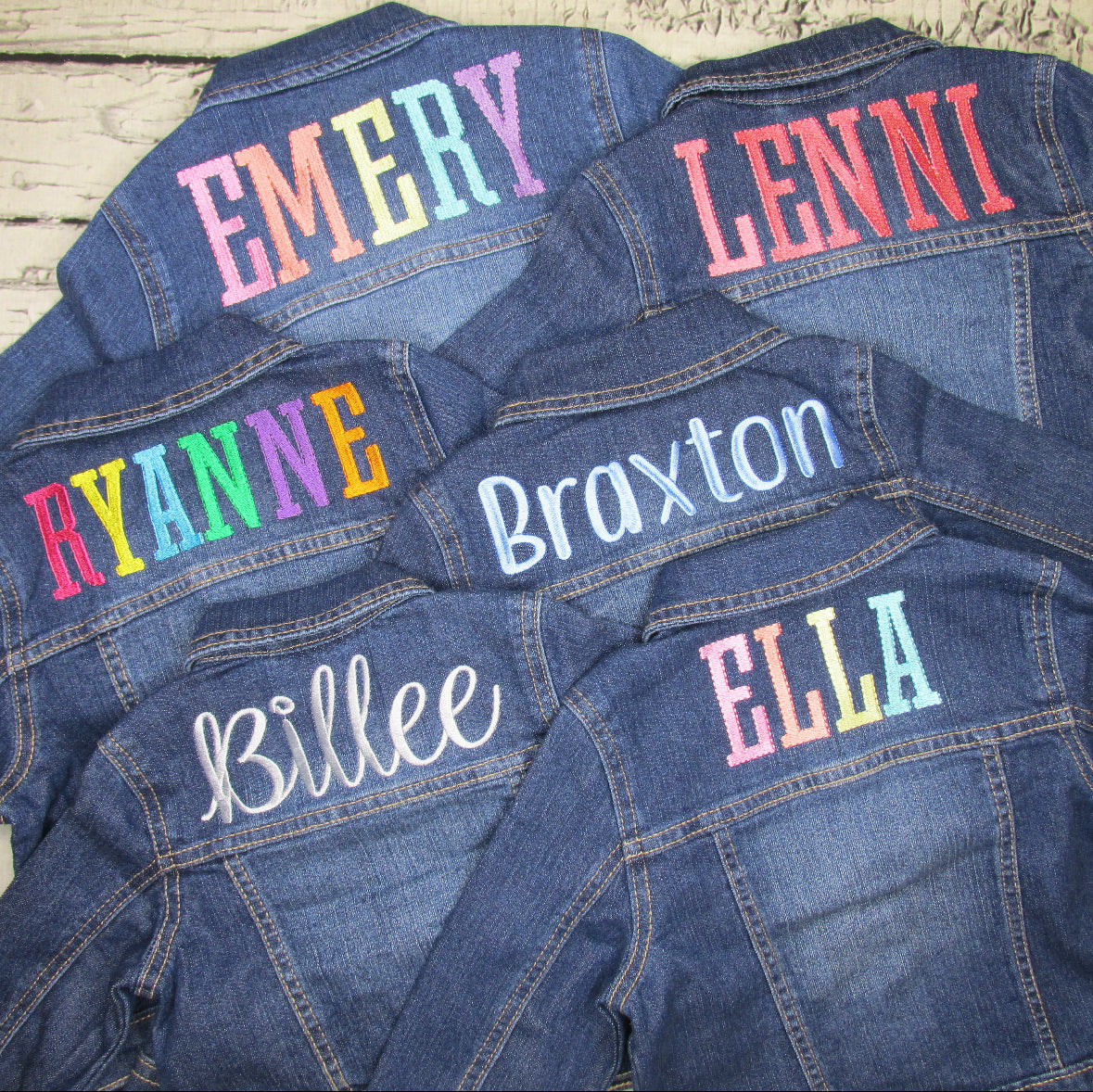 Name Custom Embroidered Jean Jacket for Girls Rainbow Outer Wear