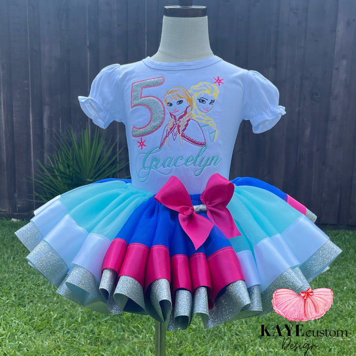 Frozen Custom Birthday Tutu Outfit Elsa Birthday Outfit Anna Tutu Set