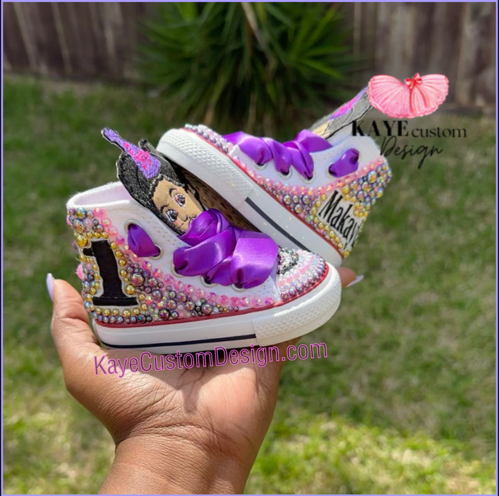 Purple bling shoes store