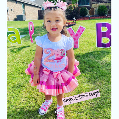 Peppa Pig Birthday Outfit Pink | Peppa Tutu Set | Peppa Pig Dress Kaye Custom Design