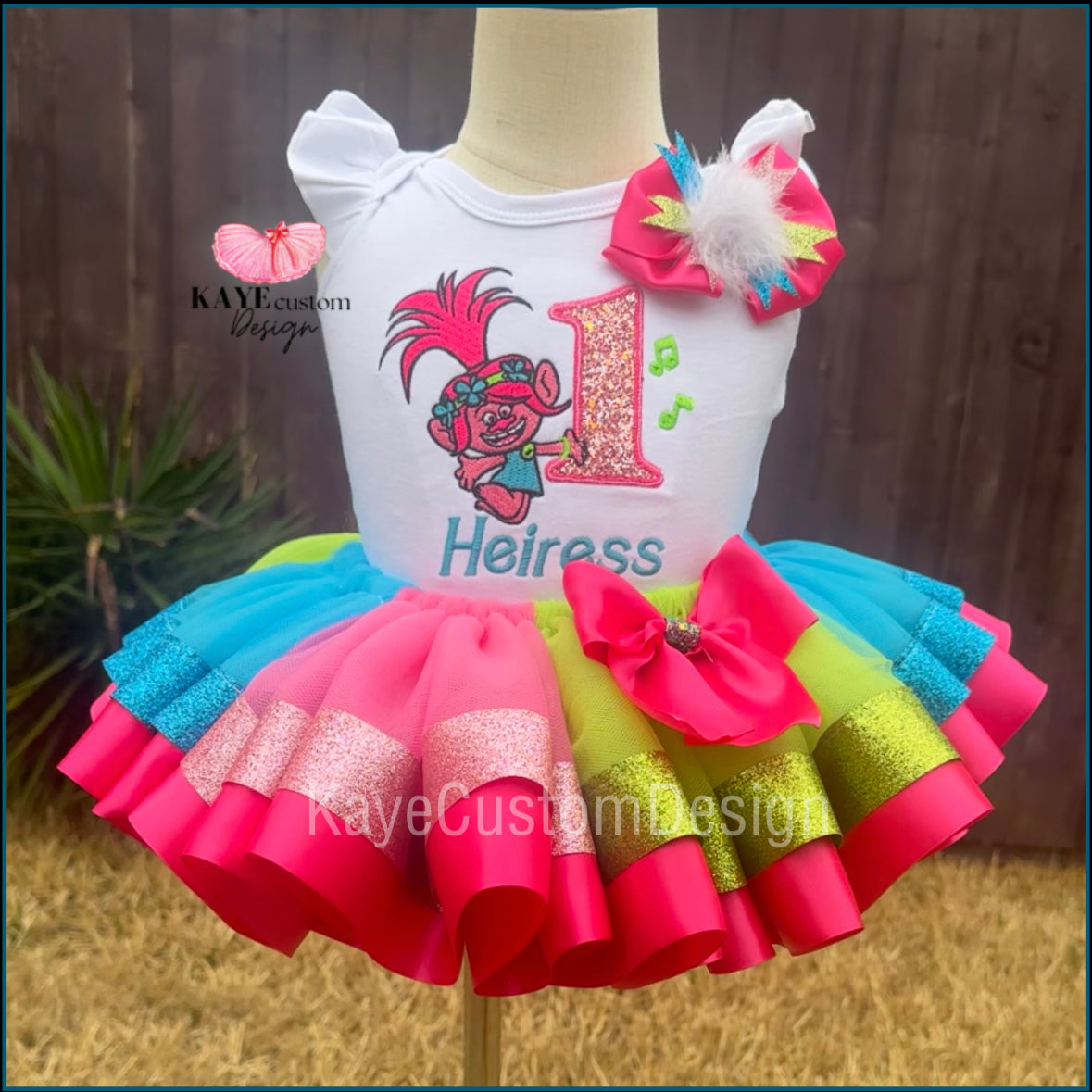 Trolls Birthday Tutu Set | Poppy Outfit | Custom Poppy Dress Kaye Custom Design