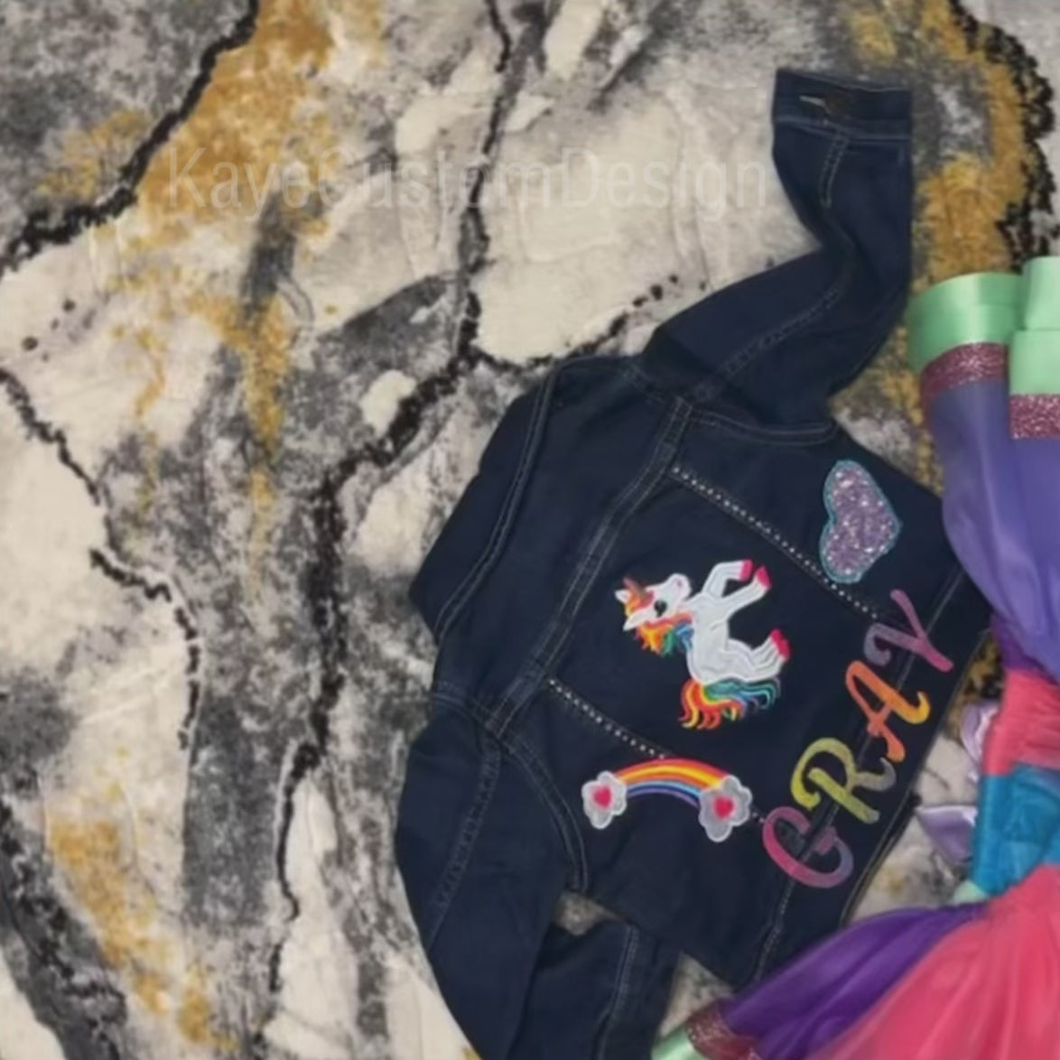 Custom Embroidered Blue Jean Jacket- Any Character unicorn gracie corner elmo 